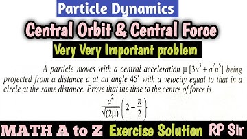 A particle moves with central acceleration (mu)(3u^3+a^2u^5) being projected from a distance a at an