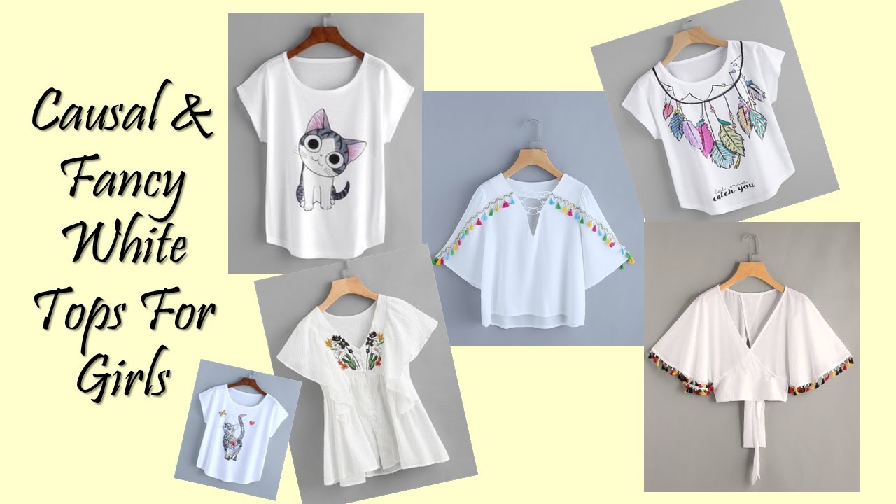 Causal White Tops For Girls | Fancy White Tops For Girls