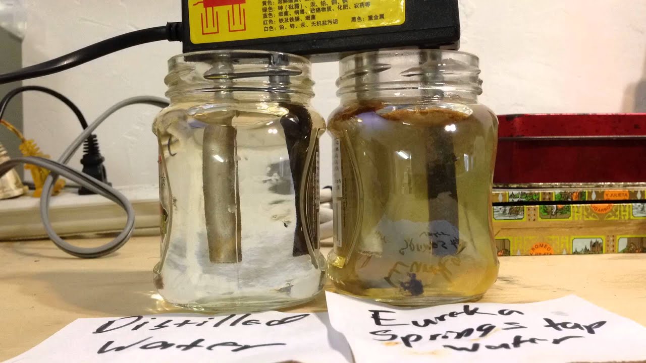 Distilled Water and Eureka Springs Tap Water with Electric Current