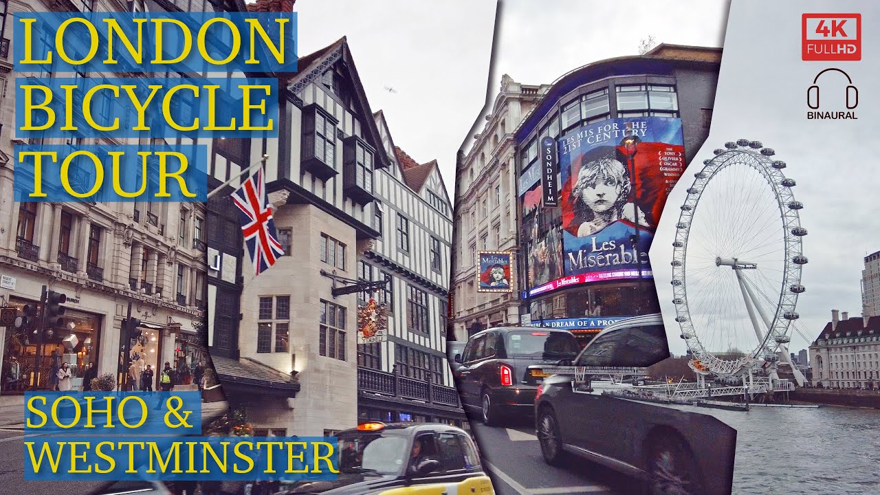 🇬🇧🚴 A Very British Weather - Cycling from Regent Street to The London Eye - 4K Binaural