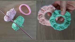 Easy crochet Scrunchie بافت کش موی / قلاب بافی For beginners