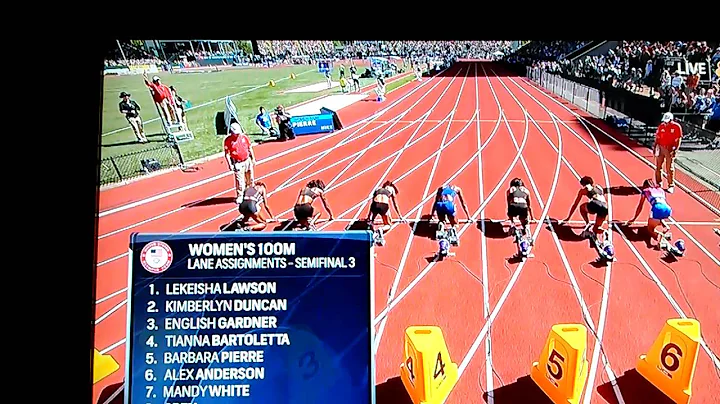 English Gardner 10.74!(Wind Aided) 100m semi final...