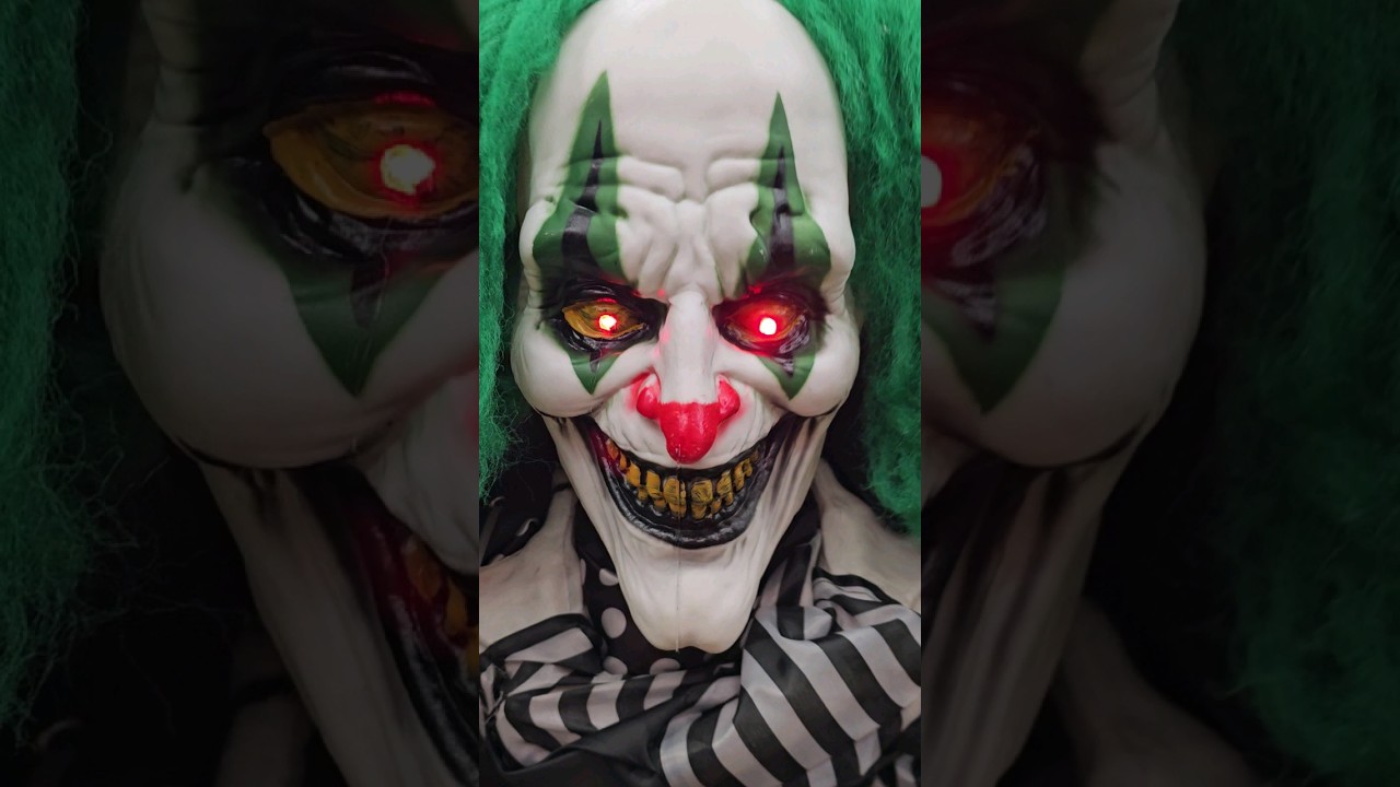 Creepy Red Eye Laughing Clown Mask at Spirit Halloween.🤡  