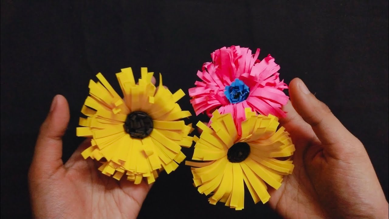  How To Make Easy Sunflower with Only Paper art And Craft yellow