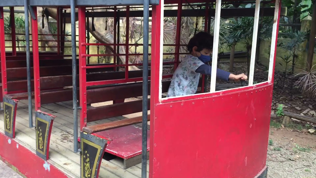 Miguel pilotando o Bonde de Motorneiro
