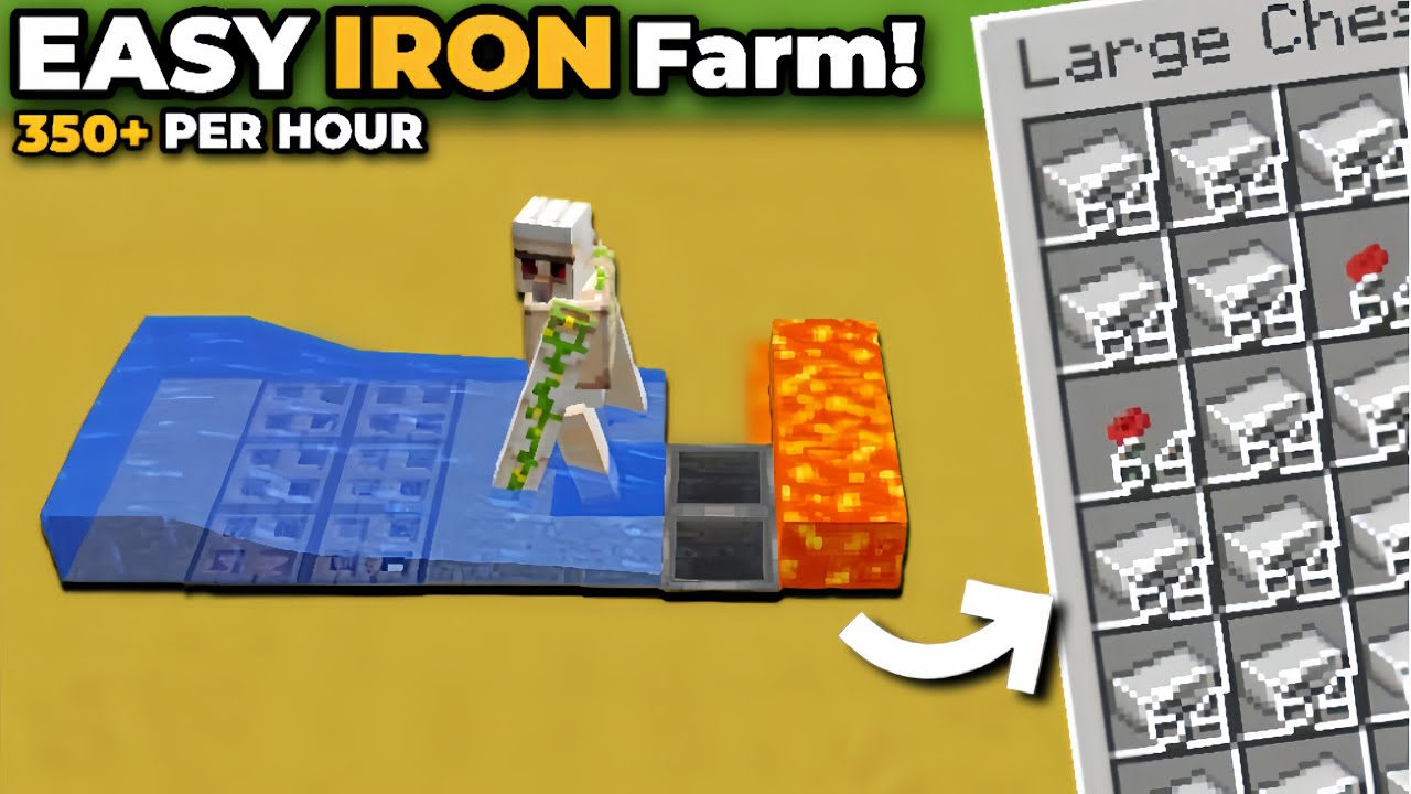Minecraft EASY IRON Farm Tutorial in 1.21 NEW DESIGN JAVA & Bedrock 