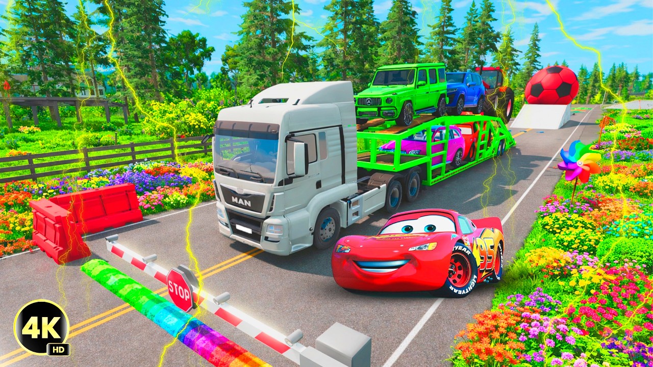 Flatbed McQueen Train Collision – Extreme Crash Test #BeamNGDrive