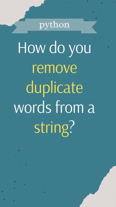 How do you remove duplicate words from a string? #coding #array # ...