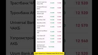 курс валюта в Узбекистане 09.03.2024