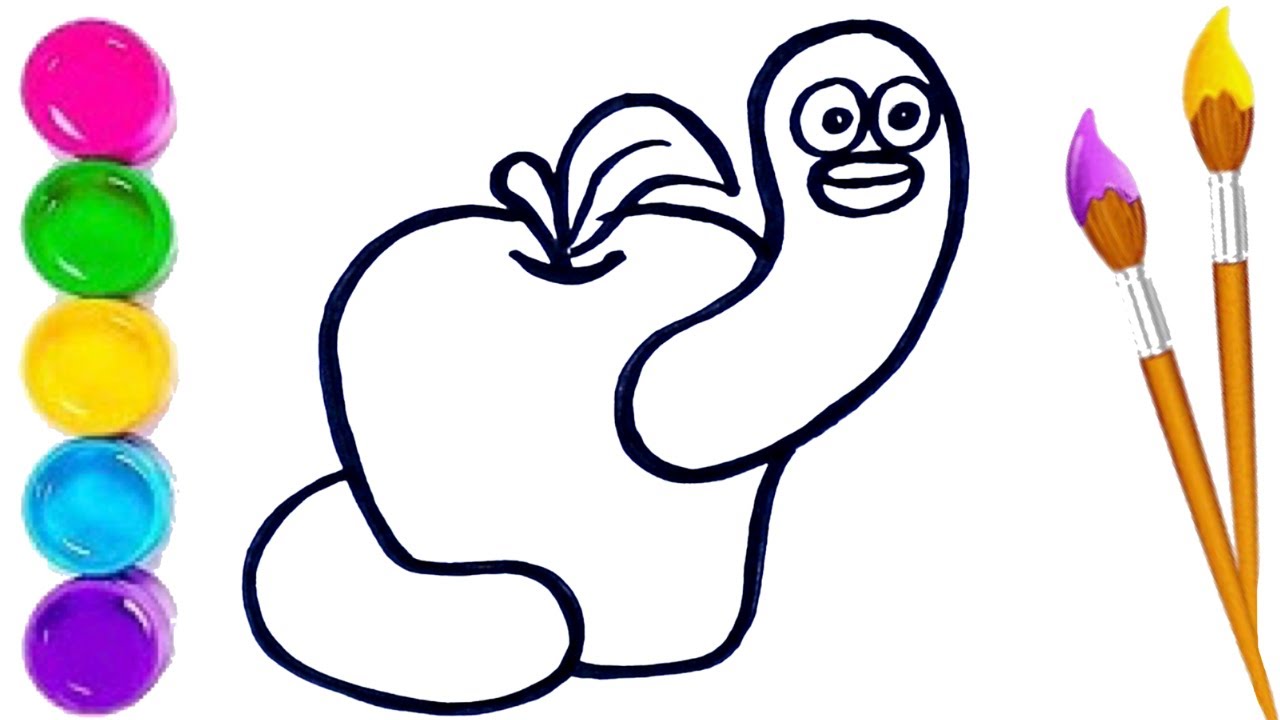 Как нарисовать яблоко и червяка для детей и малышей / Простые и легкие рисунки шаг за шагом