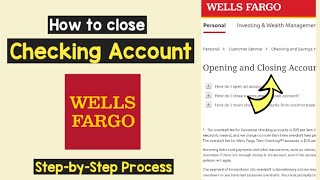 Close Wells Fargo Checking Account | Wells Fargo Can Close Checking Account Online ? If outside US