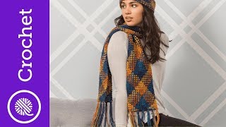 Easy Planned Pooling - Plaid Fringe Scarf (Right-handed) Linen or Moss Stitch
