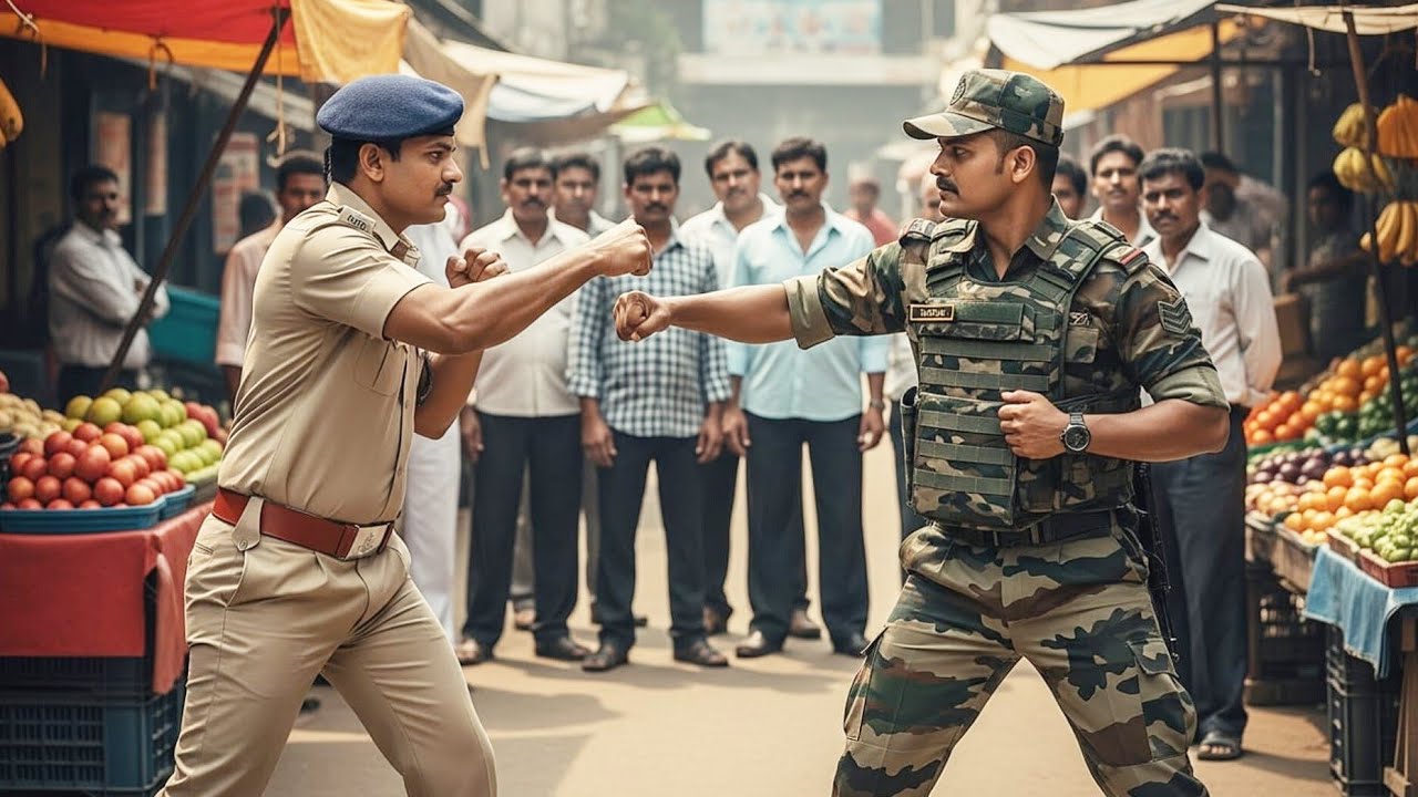 Police'  inspector ने मारा आर्मी जवान को bhare  bajar me थप्पड़। 