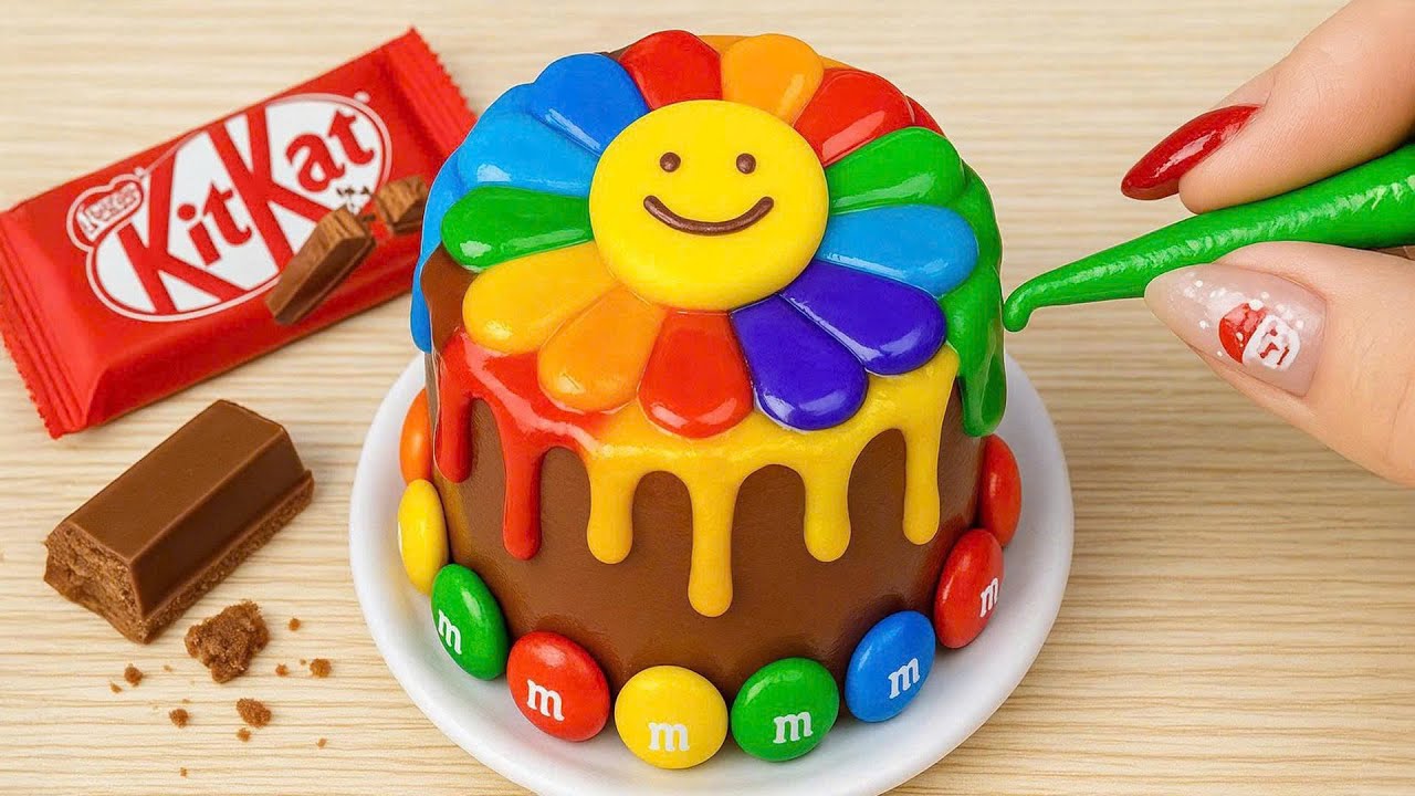 Satisfying Mini Rainbow Cake Recipe With Flower 🌈🍫 Best Chocolate Cake Decorating And ASMR