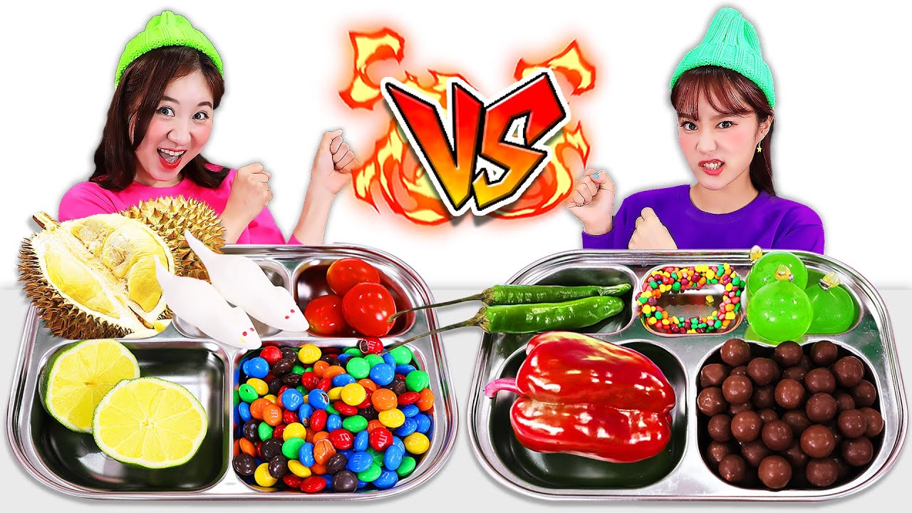 Roulette Wheel Food challenge Mukbang 롤링 돌림판 식판 음식 대결 몰티져스 로프 젤리 먹방