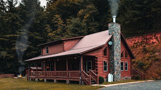 Cozy Log Cabin Home in Mountain North Carolina. Interior Tour. Relaxing Rain Sound for Sleeping 4K