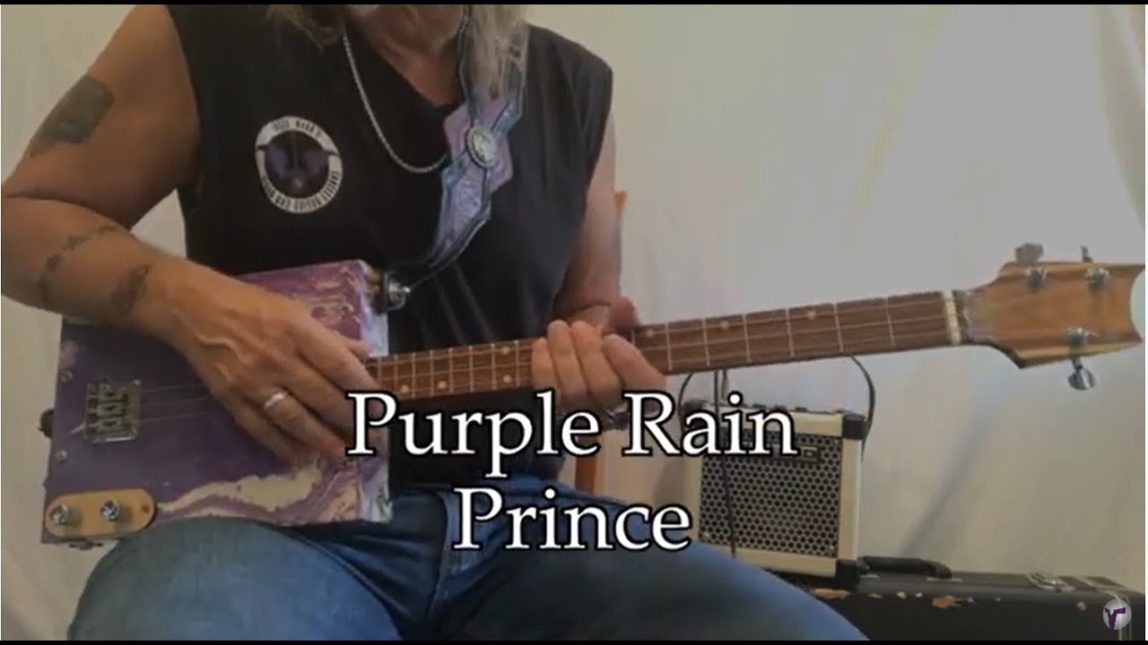 Purple Rain Prince beginner lesson for 3 String Cigar Box Guitar 4 easy chord shapes you'll love