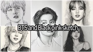 Drawing BTS & BLACKPINK Members | Pencil Sketch ✨BTS × BLACKPINK Sketch Art ✨