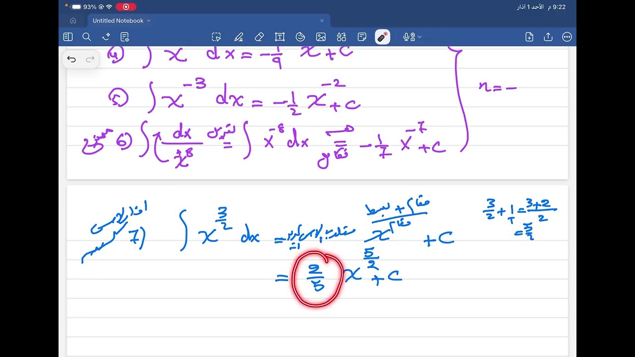 طرق التكامل غير المحدد للسادس علمي 
