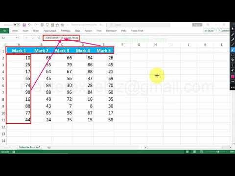 Create random sample students marks in excel