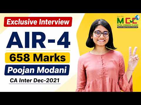 CA Intermediate Dec 21 Exclusive Interview Of Poojan Modani | AIR 4