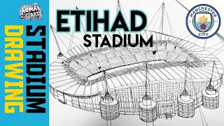 Etihad Stadium-Drawing,Manchester City Home
