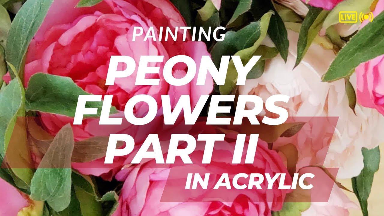 how to paint a pink peony flower in acrylic - YouTube