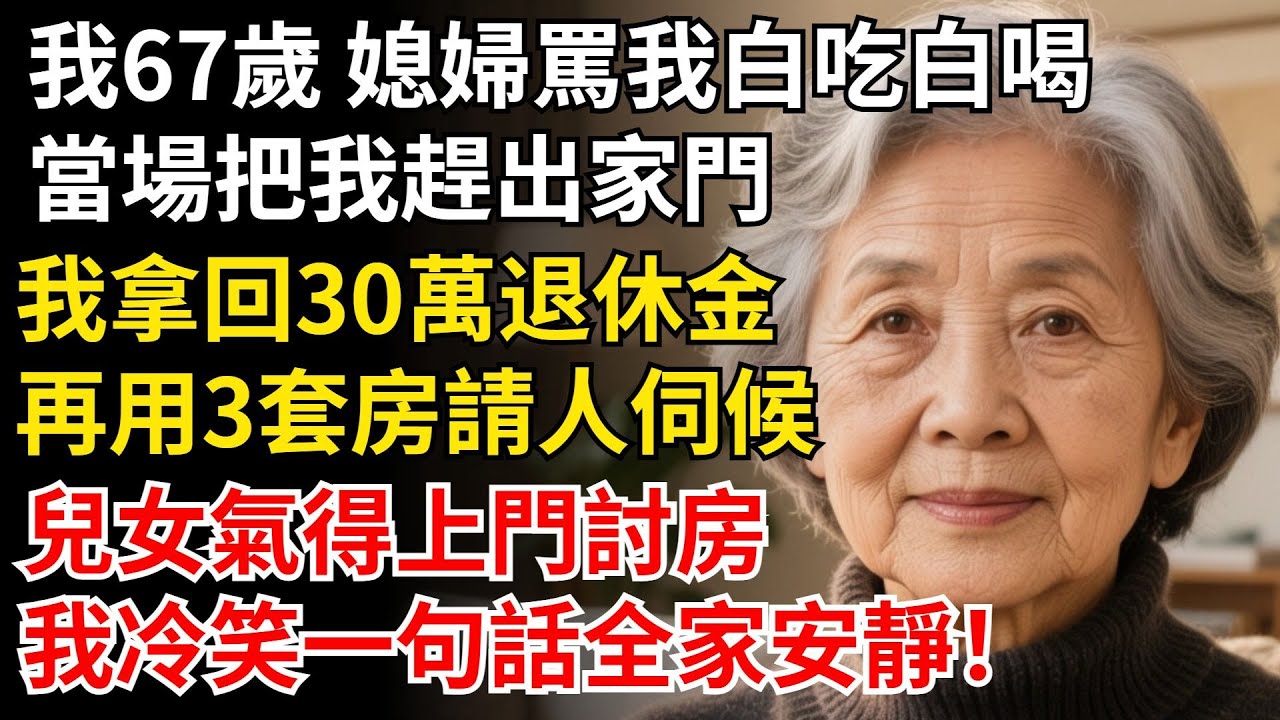 我67歲 媳婦罵我白吃白喝，當場把我趕出家門，我拿回30萬退休金，再用3套房請人伺候。兒女上門討房，我一句話全家安靜#晚年生活#中老年生活#為人處世#生活經驗#情感故事