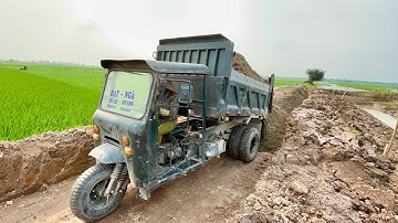 Amazing sand truck | Công nông 1 khối siêu khoẻ chở cát đá máy 24 hp | máy xúc múc cát lên xe ô tô