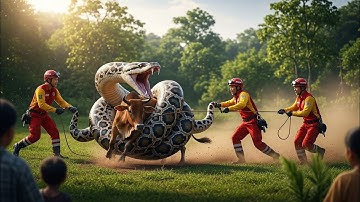 FEARLESS RESCUE Team SAVES a Cow From a GIANT PYTHON Attack 🐍🐄 | Unbelievable Jungle Rescue