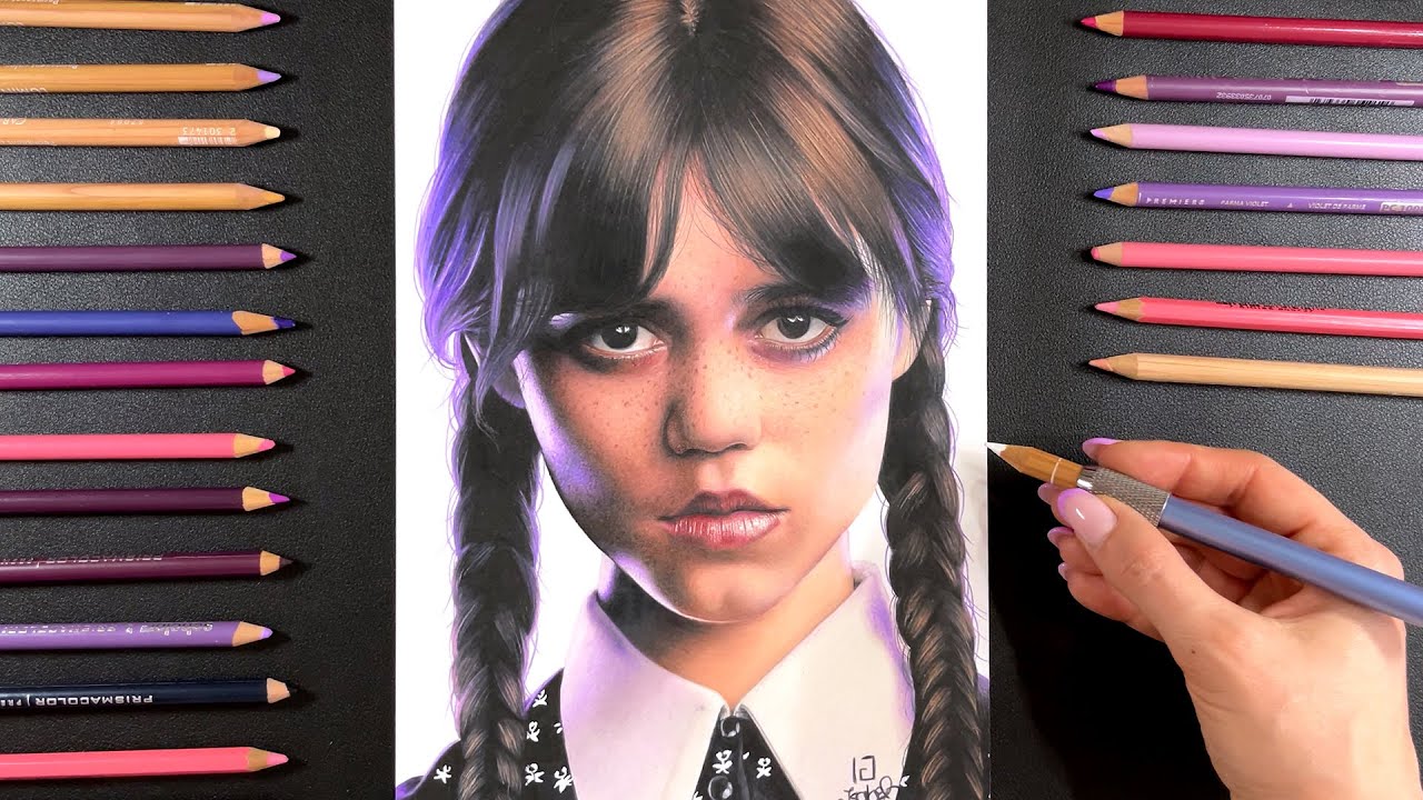 Drawing Wednesday Addams - YouTube