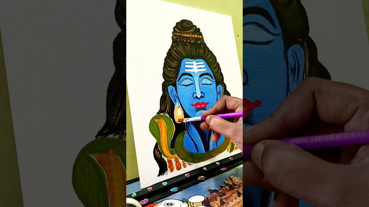 Lord Shiva handpainting on canvas board 🔱🎨🖌️✨#art #handpainting #shorts 