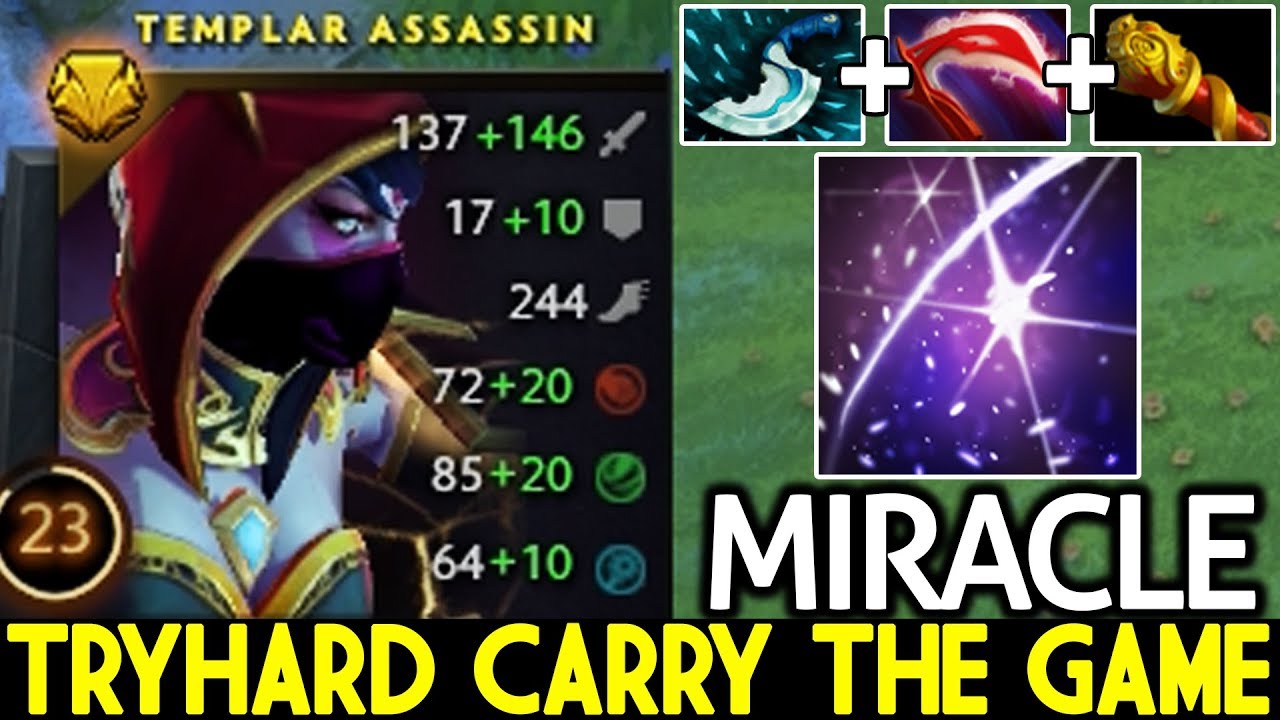 Miracle- [Templar Assassin] Try Hard Carry The Game 1v9 7.21 Dota 2