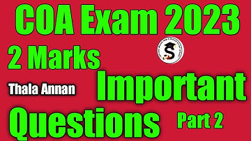 Important Questions  | COA  2 marks | Computer Office Automation Mar2023 Exam Part 2  @thala