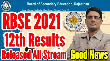 RBSE 12th Result 2021 Released | Rajasthan Board 12th Class Arts, Science & Commerce Result 2021
