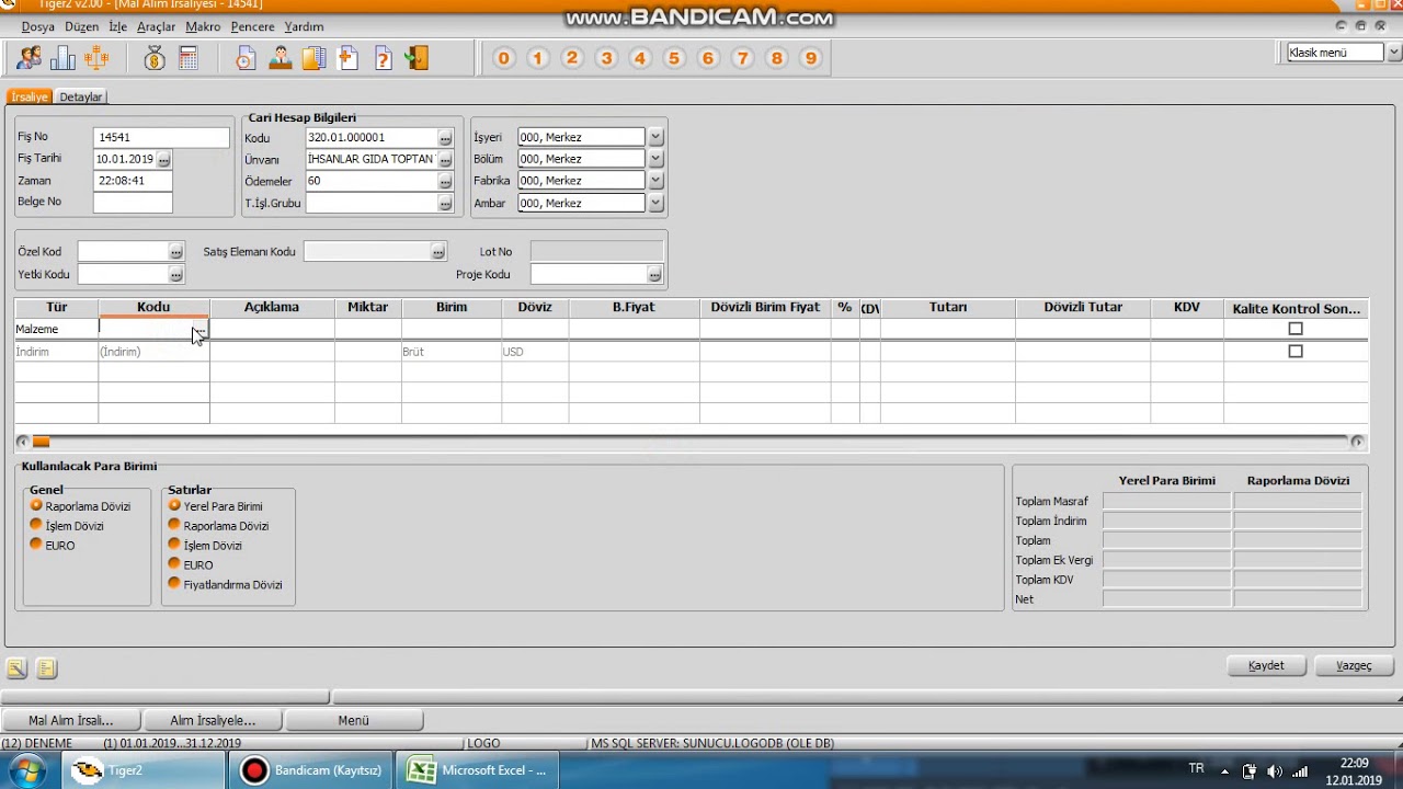 LOGO TİGER MAL ALIM İRSALİYE GİRİŞ ÖN MUHASEBE EĞİTİMLERİ