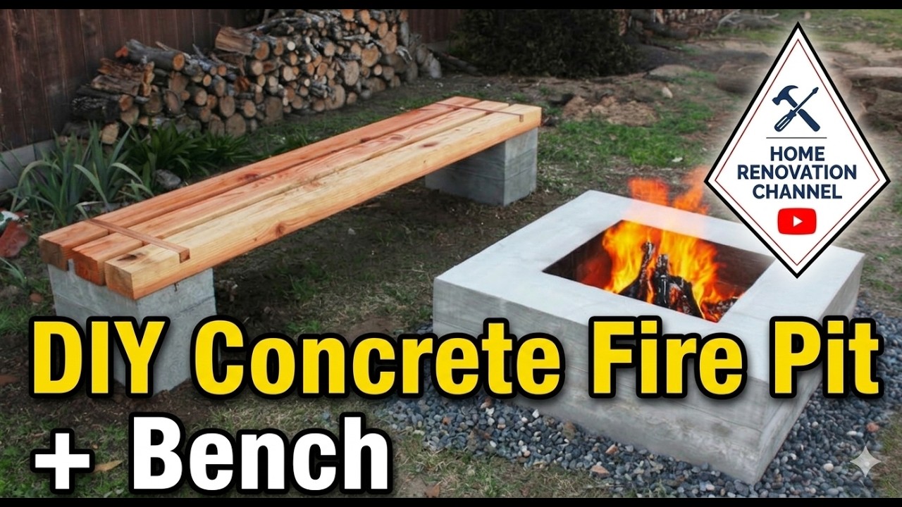 DIY Concrete Fire Pit + Bench (Second part)