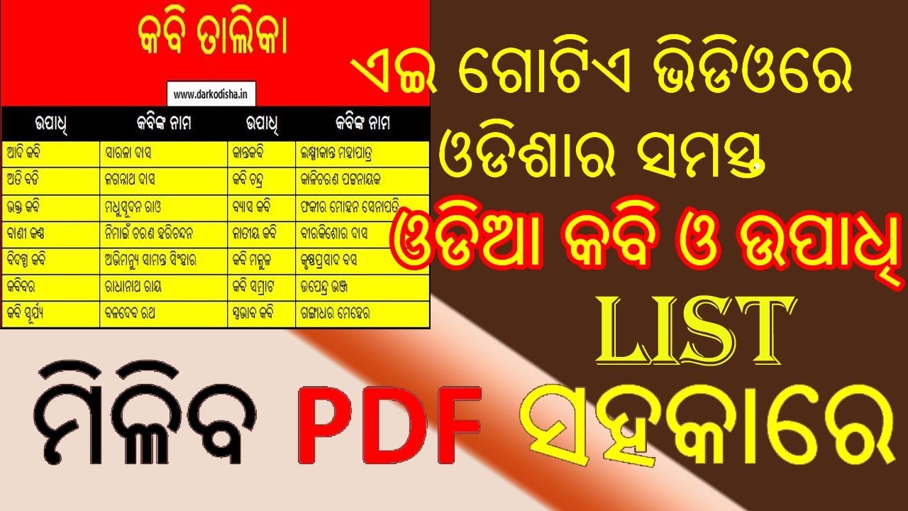 Odia Kabi Upadhi List Odia Kabi And Upadhi Odia Poet And Titles Odia Kabi Upadhi List Odia Kabi And Upadhi Odia Poet And Titles