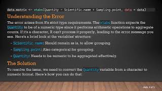 Resolving the invalid 'type' (character) Error in R's xtabs Function