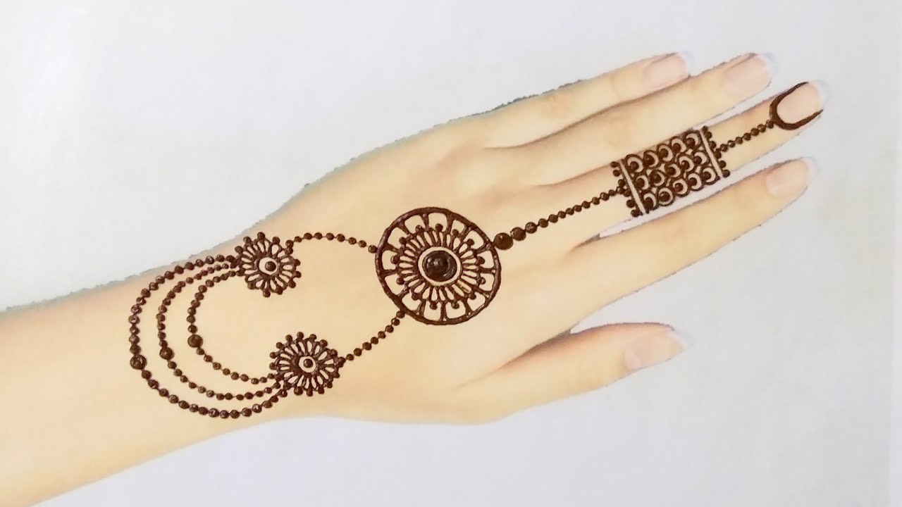 Very Easy Simple Jewellery Style Mehndi Design For Hand New Stylish