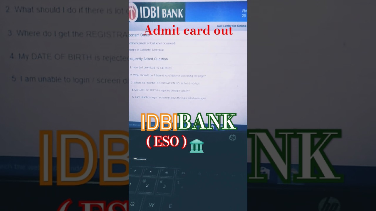 IDBI BANK|EXECUTIVE (ESO) ♦️|Admit Card OUT‼️‼️