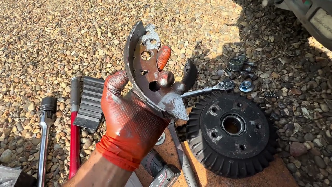 Fitting new brakes to a caravan