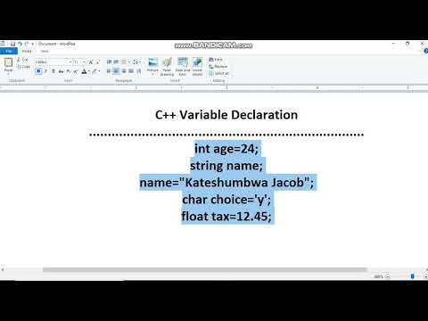 C++ Program to demonstrate variable declaration and assignment