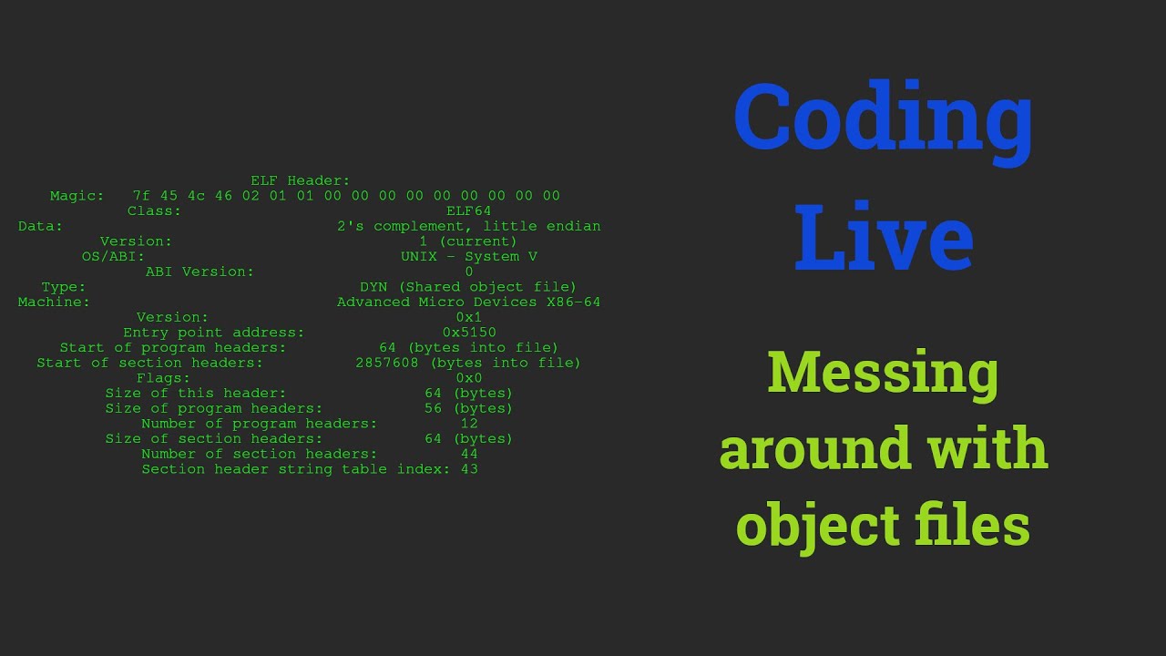 Coding live - Messing around with object files - YouTube