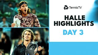 Tsitsipas Faces Jarry; Medvedev, Zverev & Shapovalov All Feature | Halle 2023 Highlights Day 3