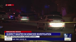 Police search for suspect in connection with homicide investigation near Boulder Highway, Tropicana
