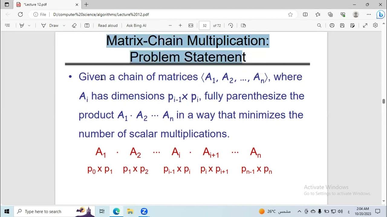 16 lec12 Matrix Chain Multiplication شرح مبسط - YouTube