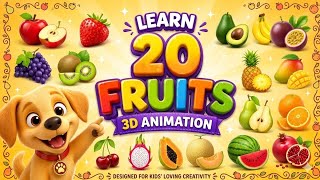 20 Names of fruit in English/learn with fun-3D animation/Brainy rhino#toddlerlearning#nursery#fruits