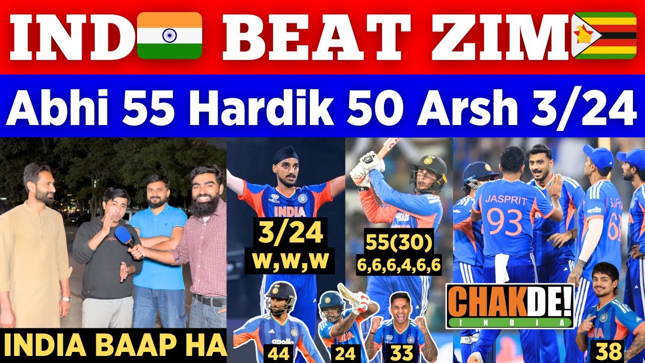 ZIM 🇿🇼 184/6 😂 IND 🇮🇳 Destroy ZIM 🇿🇼 In World Cup || Abhishek 53 Arshdeep 3 || Pak Public Reactions 