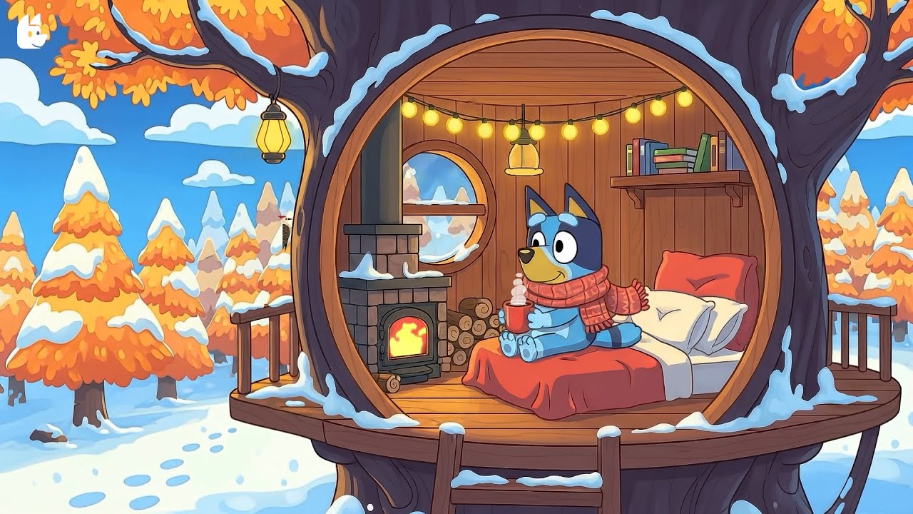 🍂 Bluey’s Autumn Study Cabin 📚 Warm Music for Relax & Focus ☕ Cozy Lofi Mix to Relaxing